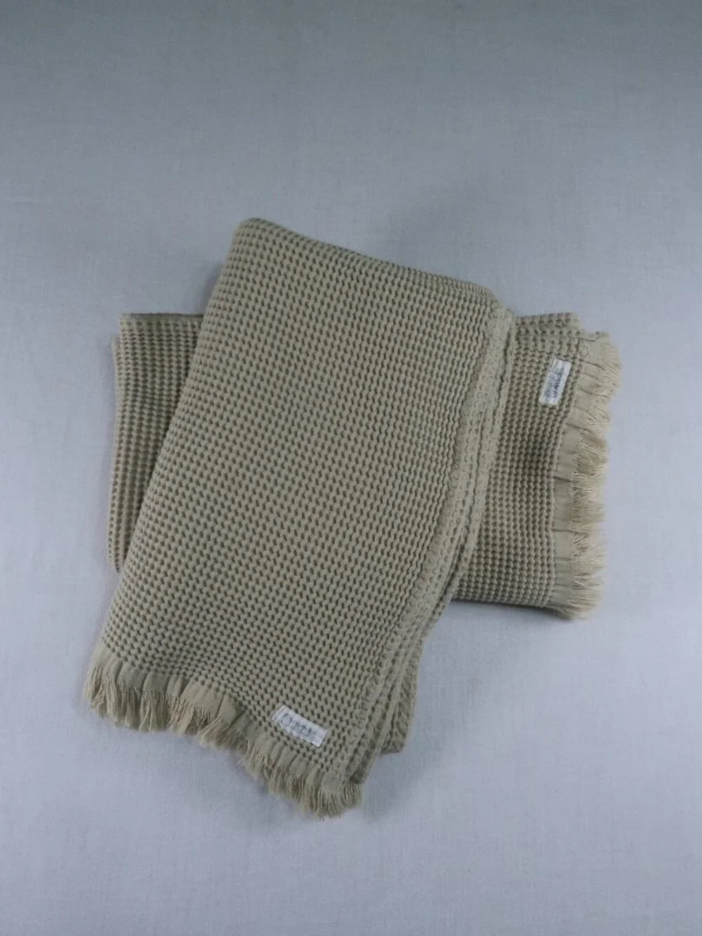 Sandcloud 100% Cotton Turkish Made Waffle Bath Towel Beige Fringe Spa